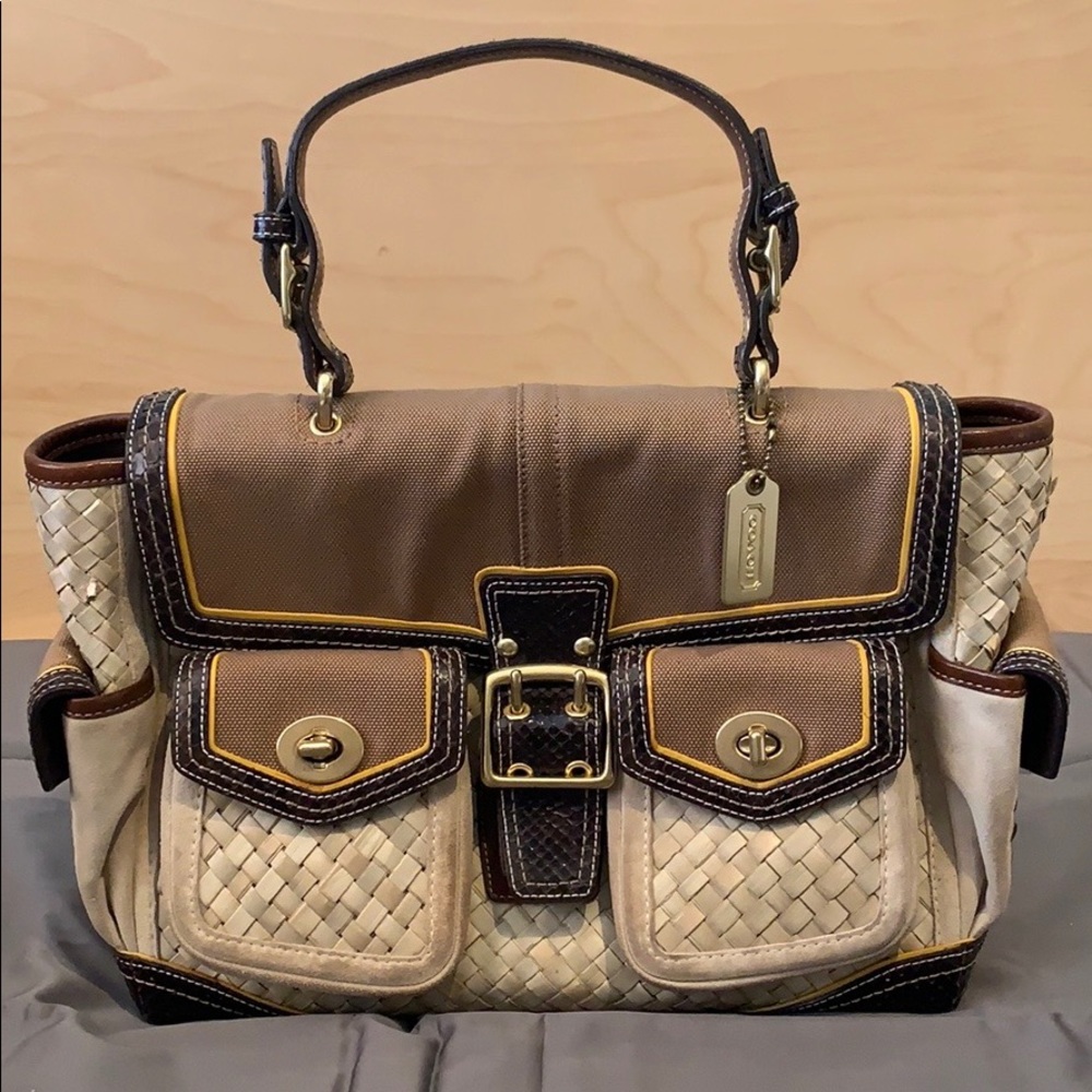 Coach Daphne Straw Top Handle Satchel Handbag